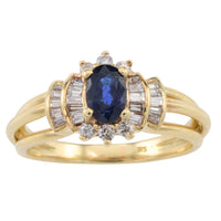Sapphire and diamond ring in 14 carat gold-Vintage Rings-The Antique Ring Shop