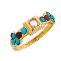 Victorian rose diamond, ruby and turquise ring from 1874