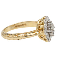 Vintage navette diamond cluster ring in 14 carat gold-Vintage Rings-The Antique Ring Shop