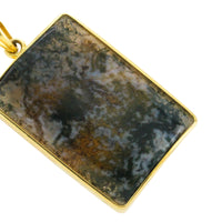 Moss agate pendant in 18 carat gold-Pendants-The Antique Ring Shop