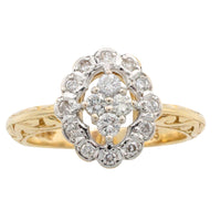 Vintage navette diamond cluster ring in 14 carat gold-Vintage Rings-The Antique Ring Shop