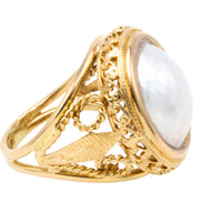 18 carat gold ring with mabe pearl-Vintage Rings-The Antique Ring Shop
