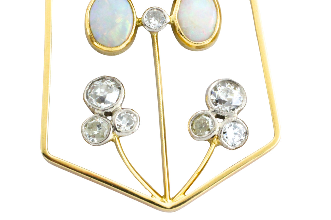 Edwardian diamond, opal, sapphire and pearl pendant-Pendants-The Antique Ring Shop