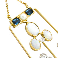 Edwardian diamond, opal, sapphire and pearl pendant-Pendants-The Antique Ring Shop