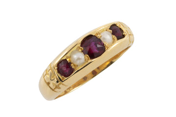 Ruby and pearl ring from 1894-Antique rings-The Antique Ring Shop