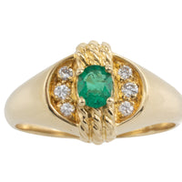 Emerald and diamond ring in 18 carat gold-vintage rings-The Antique Ring Shop