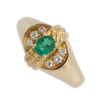 Emerald and diamond ring in 18 carat gold-vintage rings-The Antique Ring Shop