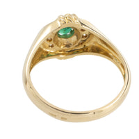 Emerald and diamond ring in 18 carat gold-vintage rings-The Antique Ring Shop