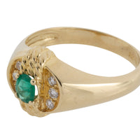 Emerald and diamond ring in 18 carat gold-vintage rings-The Antique Ring Shop