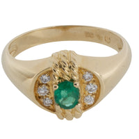 Emerald and diamond ring in 18 carat gold-vintage rings-The Antique Ring Shop