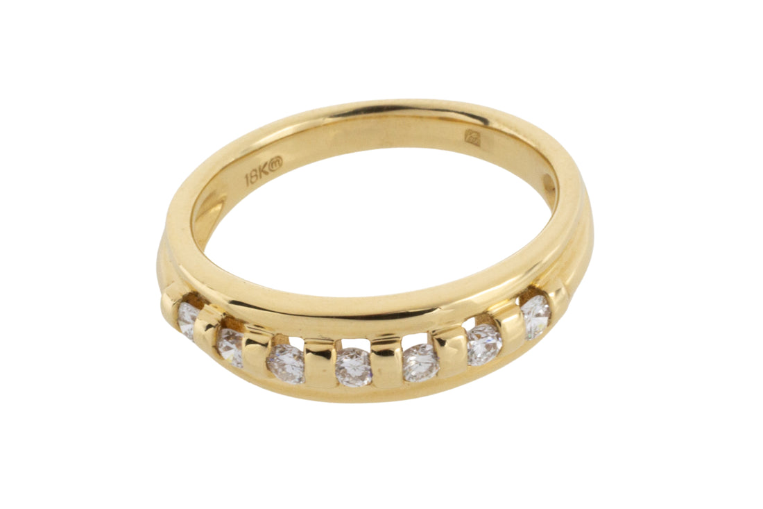 18 carat gold band with brilliant cut diamonds-wedding rings-The Antique Ring Shop