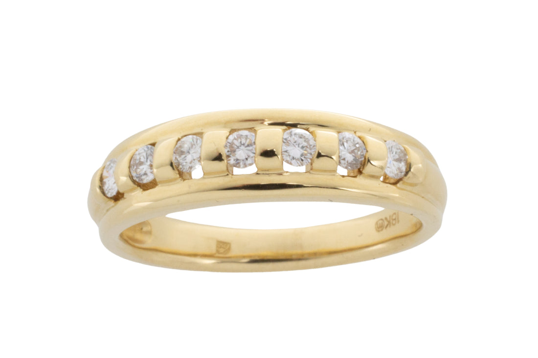 18 carat gold band with brilliant cut diamonds-wedding rings-The Antique Ring Shop