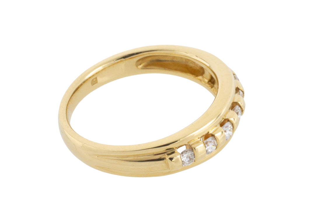 18 carat gold band with brilliant cut diamonds-wedding rings-The Antique Ring Shop