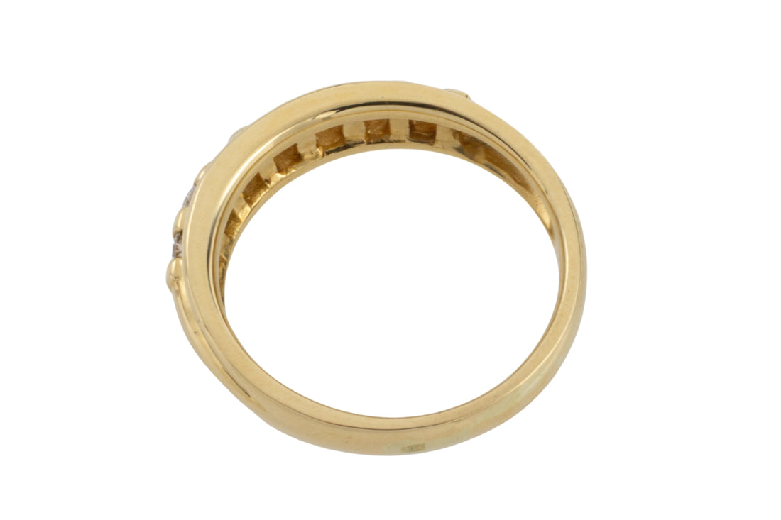 18 carat gold band with brilliant cut diamonds-wedding rings-The Antique Ring Shop