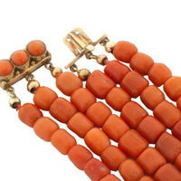 Three strand coral collier with 14 carat gold clasp-Necklaces-The Antique Ring Shop