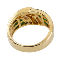 Baguette and brilliant cut diamond ring with emeralds-vintage rings-The Antique Ring Shop