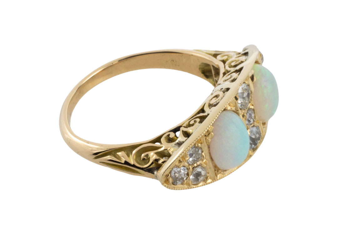 Victorian opal and old cut diamond ring-Antique rings-The Antique Ring Shop