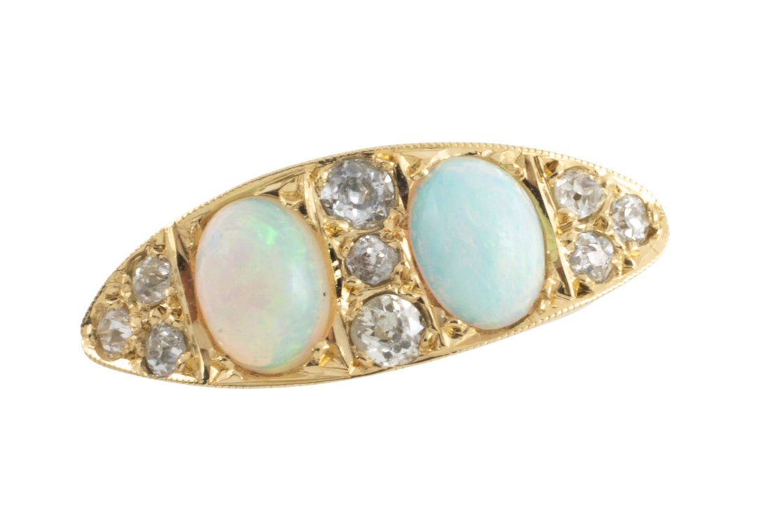Victorian opal and old cut diamond ring-Antique rings-The Antique Ring Shop