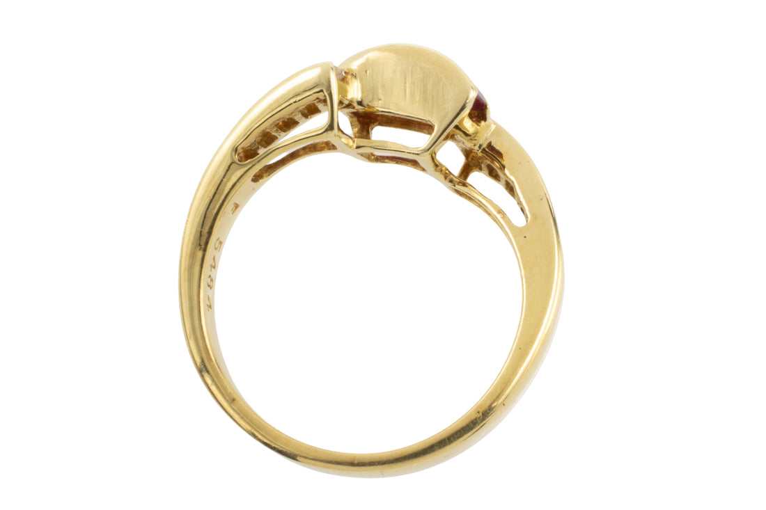 Bageutte ruby and diamond ring in 18 carat gold-vintage rings-The Antique Ring Shop