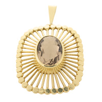 Vintage smoked quartz pendant in 14 carat gold-Pendants-The Antique Ring Shop