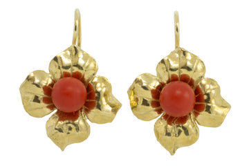 Vintage 18 carat gold pendant earrings