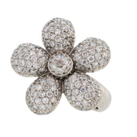 White gold flower ring with diamonds