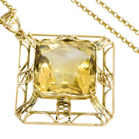 Vintage citrine pendant in 14 carat gold-Pendants-The Antique Ring Shop