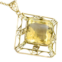 Vintage citrine pendant in 14 carat gold-Pendants-The Antique Ring Shop