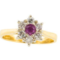 Vintage ruby and diamond cluster ring-engagement rings-The Antique Ring Shop