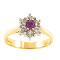 Vintage ruby and diamond cluster ring-engagement rings-The Antique Ring Shop