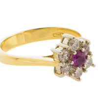 Vintage ruby and diamond cluster ring-engagement rings-The Antique Ring Shop