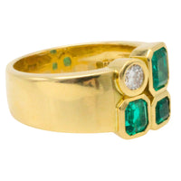 Emerald and diamond ring in 18 carat gold-Vintage Rings-The Antique Ring Shop