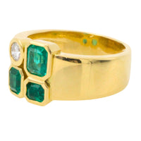 Emerald and diamond ring in 18 carat gold-Vintage Rings-The Antique Ring Shop