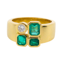 Emerald and diamond ring in 18 carat gold-Vintage Rings-The Antique Ring Shop