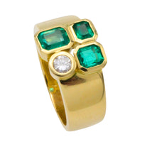 Emerald and diamond ring in 18 carat gold-Vintage Rings-The Antique Ring Shop