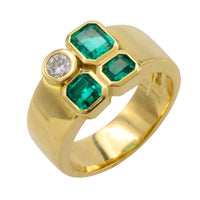Emerald and diamond ring in 18 carat gold-Vintage Rings-The Antique Ring Shop