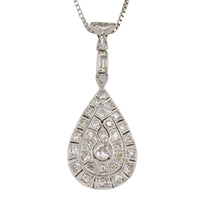 Drop shaped diamond pendant in 18 carat gold-Pendants-The Antique Ring Shop
