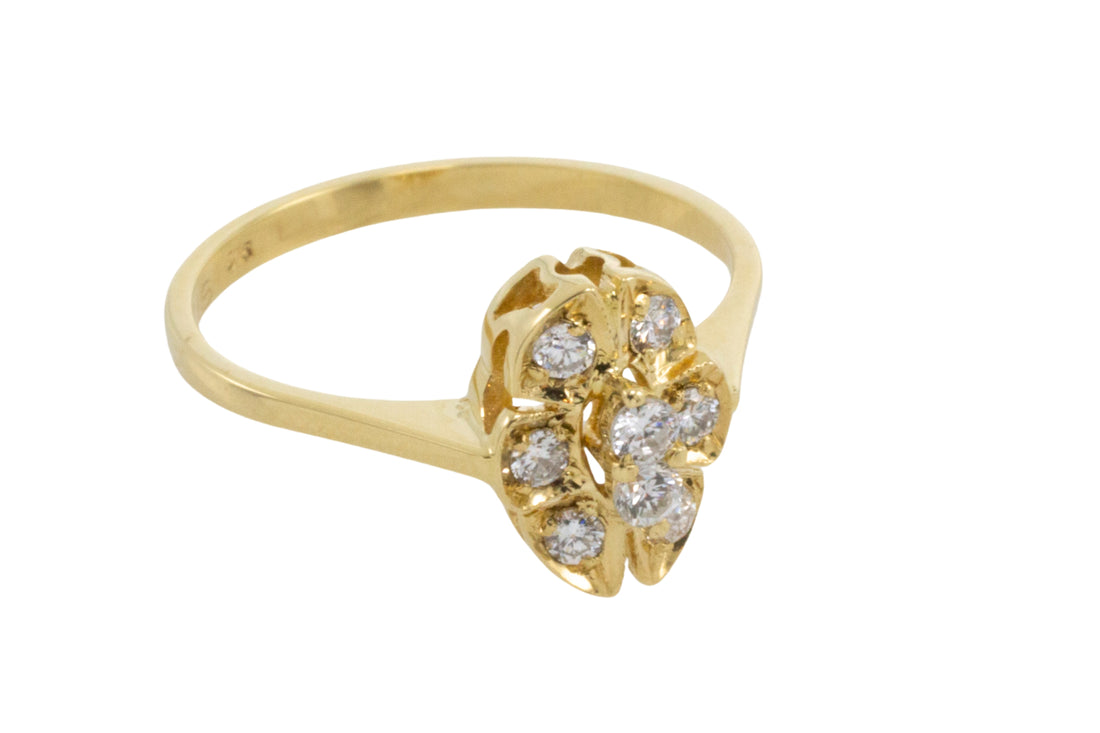Oval diamond cluster ring in 14 carat gold-engagement rings-The Antique Ring Shop