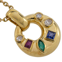Diamond sapphire ruby and emerld pendant-Pendants-The Antique Ring Shop