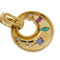 Diamond sapphire ruby and emerld pendant-Pendants-The Antique Ring Shop