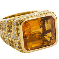 Citrine, yellow sapphire and diamond ring-Vintage Rings-The Antique Ring Shop