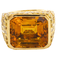 Citrine, yellow sapphire and diamond ring-Vintage Rings-The Antique Ring Shop