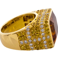 Citrine, yellow sapphire and diamond ring-Vintage Rings-The Antique Ring Shop