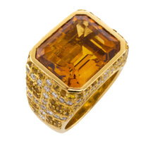 Citrine, yellow sapphire and diamond ring-Vintage Rings-The Antique Ring Shop