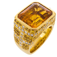 Citrine, yellow sapphire and diamond ring-Vintage Rings-The Antique Ring Shop