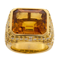 Citrine, yellow sapphire and diamond ring-Vintage Rings-The Antique Ring Shop