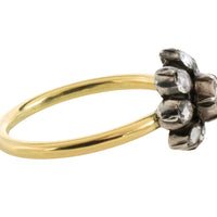 Rose diamond cluster ring in silver and gold-Vintage Rings-The Antique Ring Shop