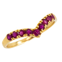 Ruby wish bone ring in 18 carat gold-Vintage Rings-The Antique Ring Shop