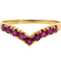 Ruby wish bone ring in 18 carat gold-Vintage Rings-The Antique Ring Shop