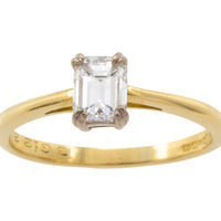 Emerald cut diamond solitaire ring-engagement rings-The Antique Ring Shop
